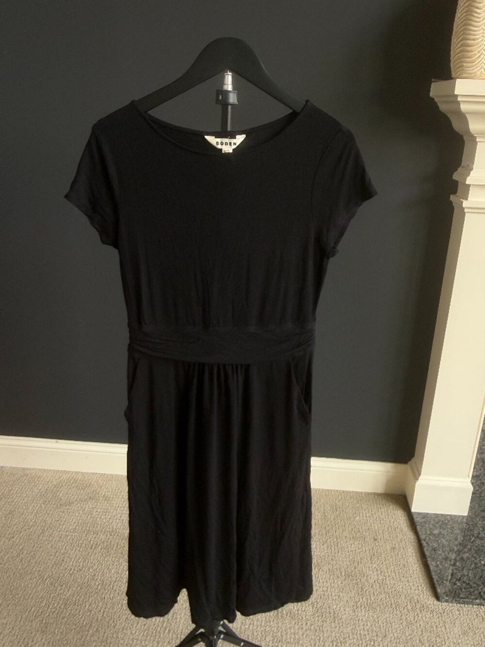 NWT Boden Black Jersey Fit & Flare Midi Dress US 6